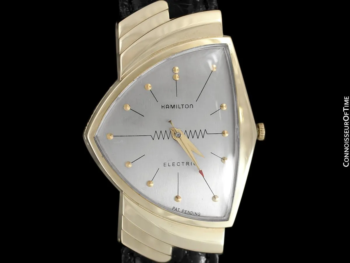 1950's Hamilton Electric Ventura "505" Model Vintage Mens Assymetric Wristwatch - 14K Gold