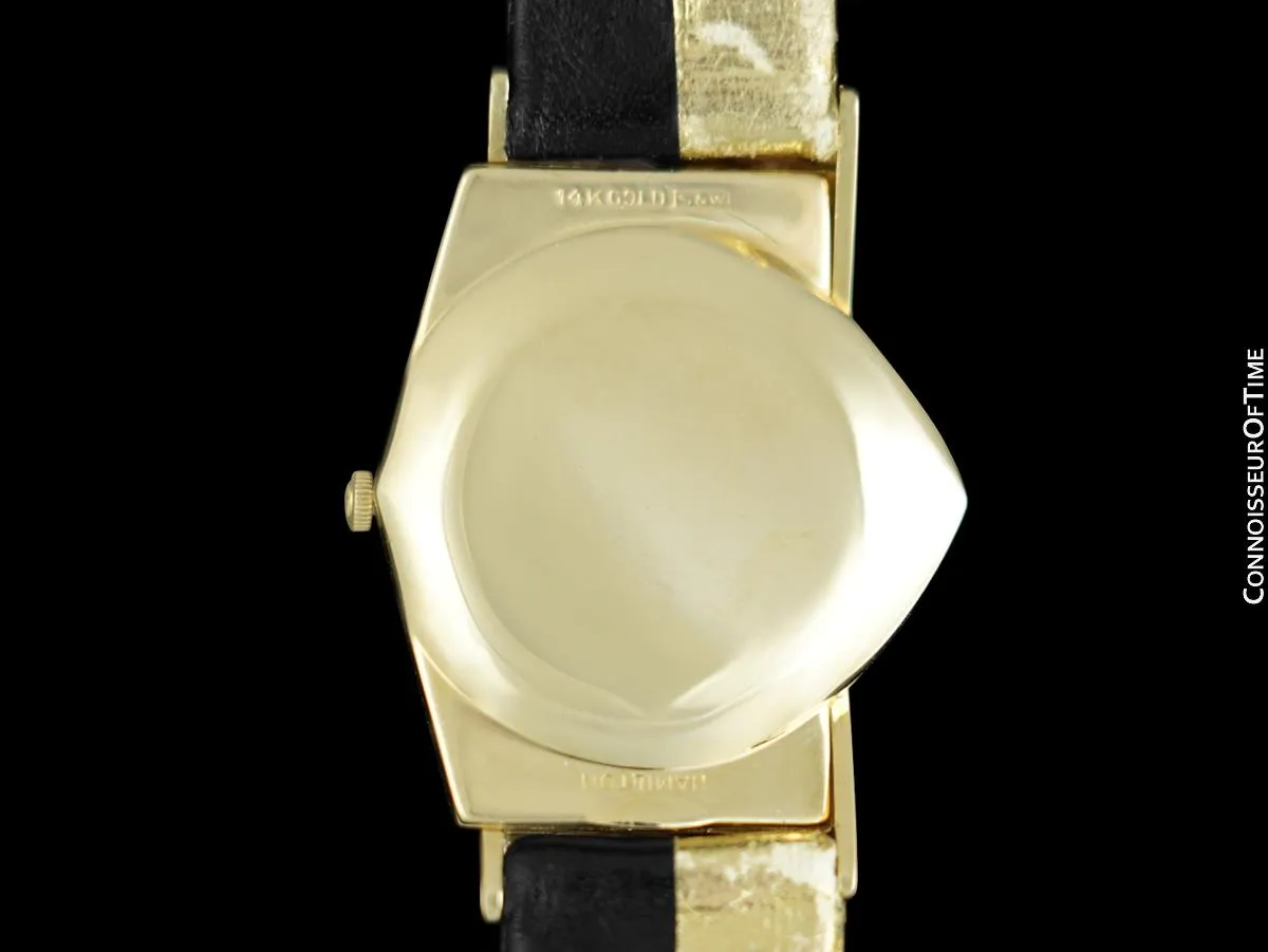 1950's Hamilton Electric Ventura "505" Model Vintage Mens Assymetric Wristwatch - 14K Gold