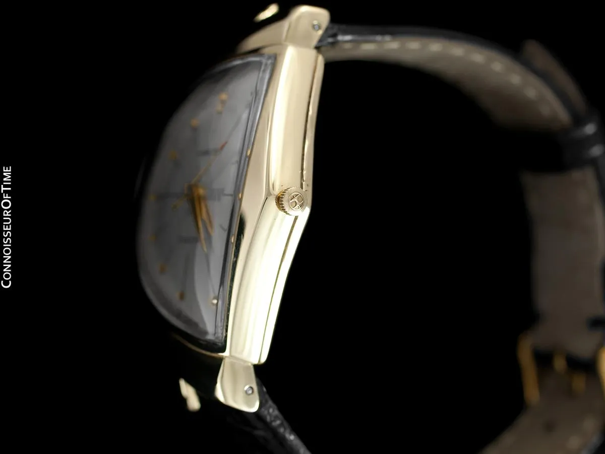 1950's Hamilton Electric Ventura "505" Model Vintage Mens Assymetric Wristwatch - 14K Gold