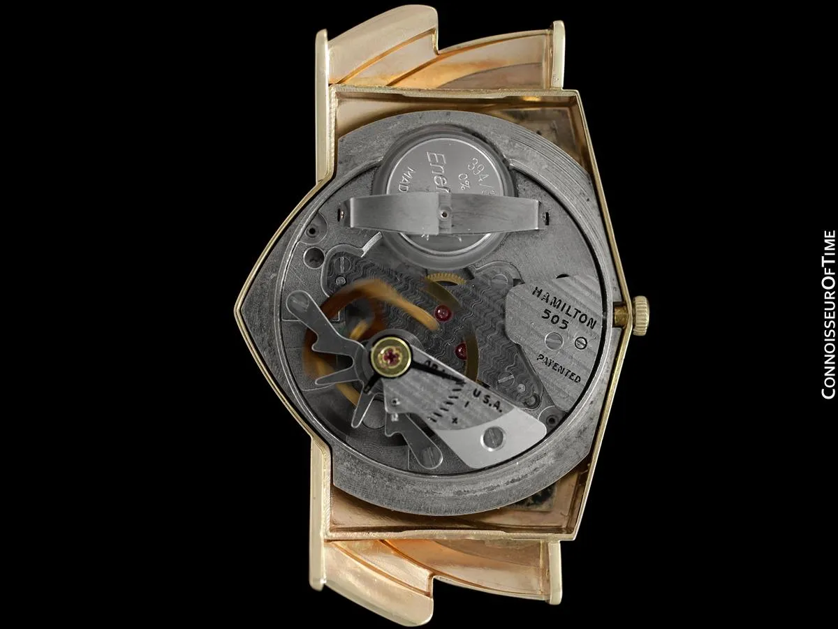 1950's Hamilton Electric Ventura "505" Model Vintage Mens Assymetric Wristwatch - 14K Gold