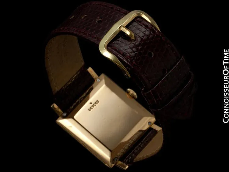 1950's Jaeger-LeCoultre Vintage Mens Square Watch with Two Dials - 18K Gold & Diamonds