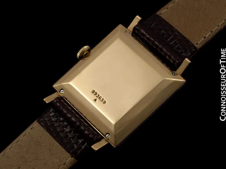 1950's Jaeger-LeCoultre Vintage Mens Square Watch with Two Dials - 18K Gold & Diamonds