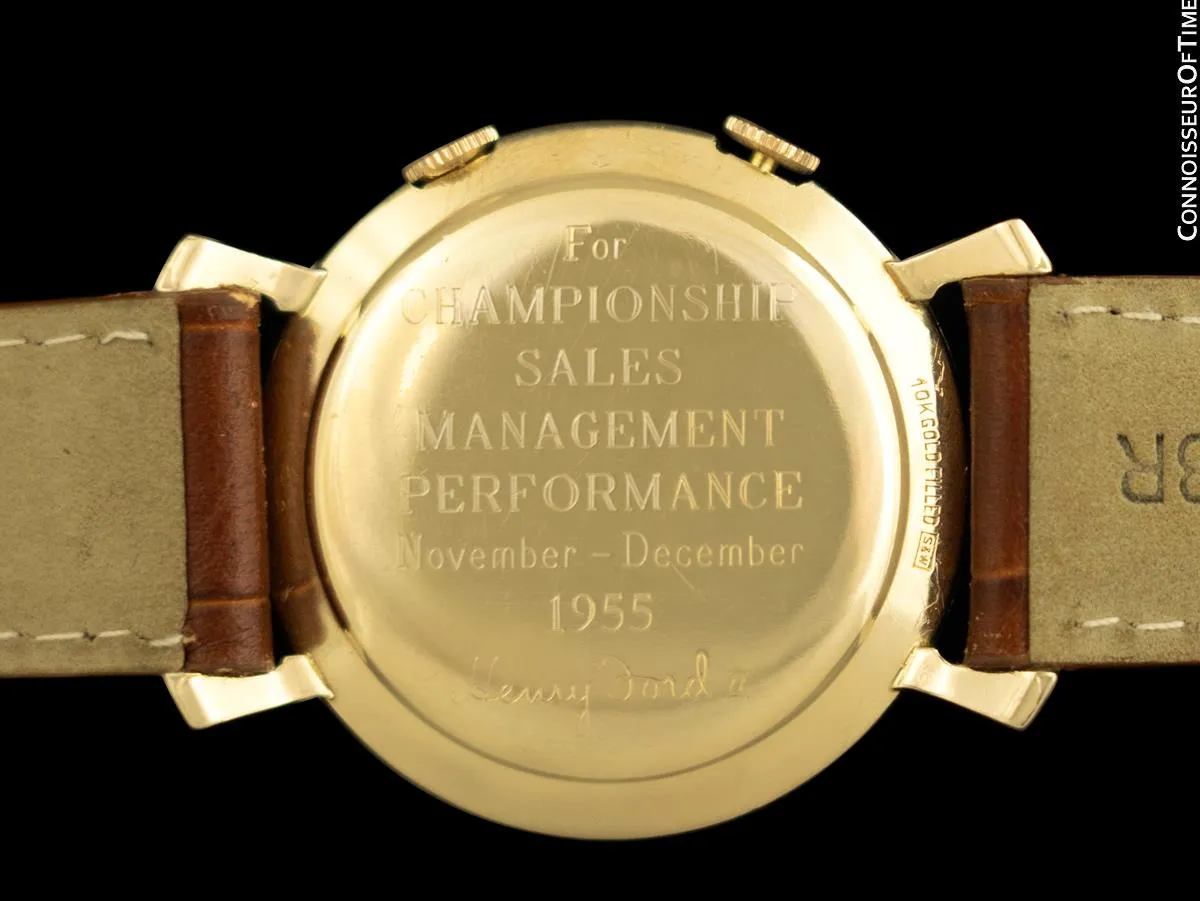 1955 Jaeger-LeCoultre Memovox Vintage Mens Wrist Alarm, 10K Gold Filled - Ford Motor Co.