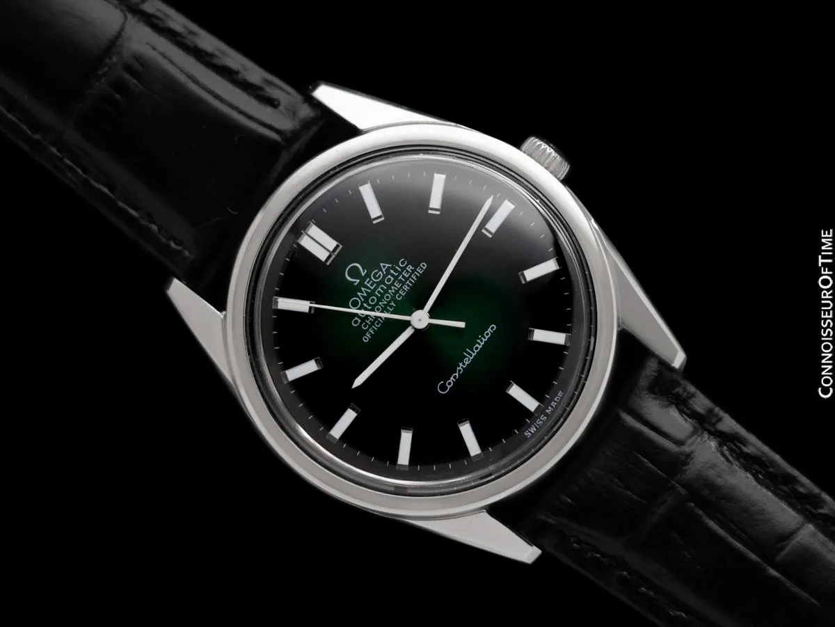 1966 Omega Constellation Mens Automatic Chronometer Green Vignette Dial Watch - Stainless Steel