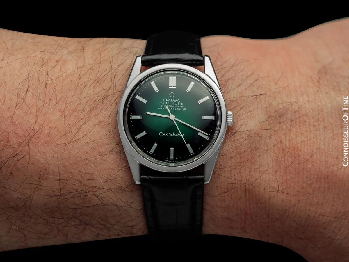 1966 Omega Constellation Mens Automatic Chronometer Green Vignette Dial Watch - Stainless Steel