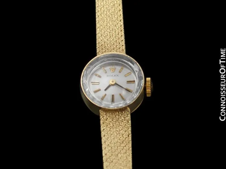 1980's Rolex Vintage Ladies Bracelet Dress Watch - 14K Gold