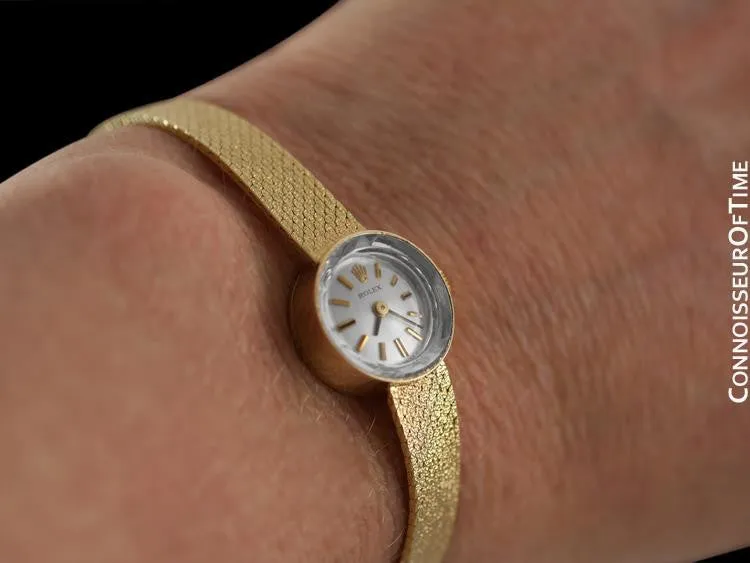 1980's Rolex Vintage Ladies Bracelet Dress Watch - 14K Gold