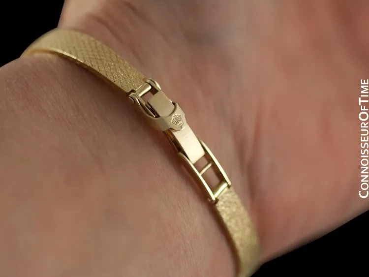 1980's Rolex Vintage Ladies Bracelet Dress Watch - 14K Gold