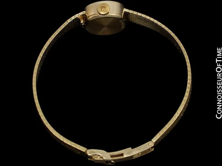 1980's Rolex Vintage Ladies Bracelet Dress Watch - 14K Gold
