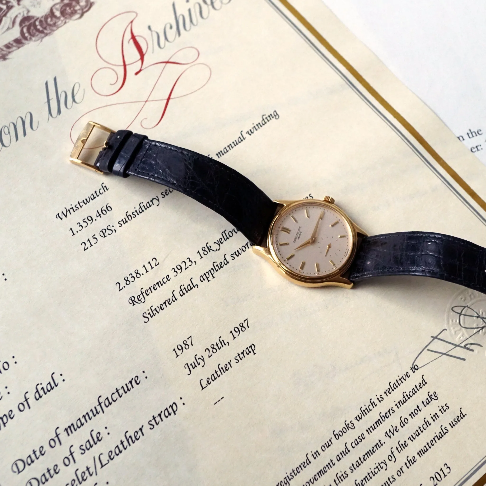1987 PATEK PHILIPPE CALATRAVA YG REF.3923 MANUAL WINDING WATCH