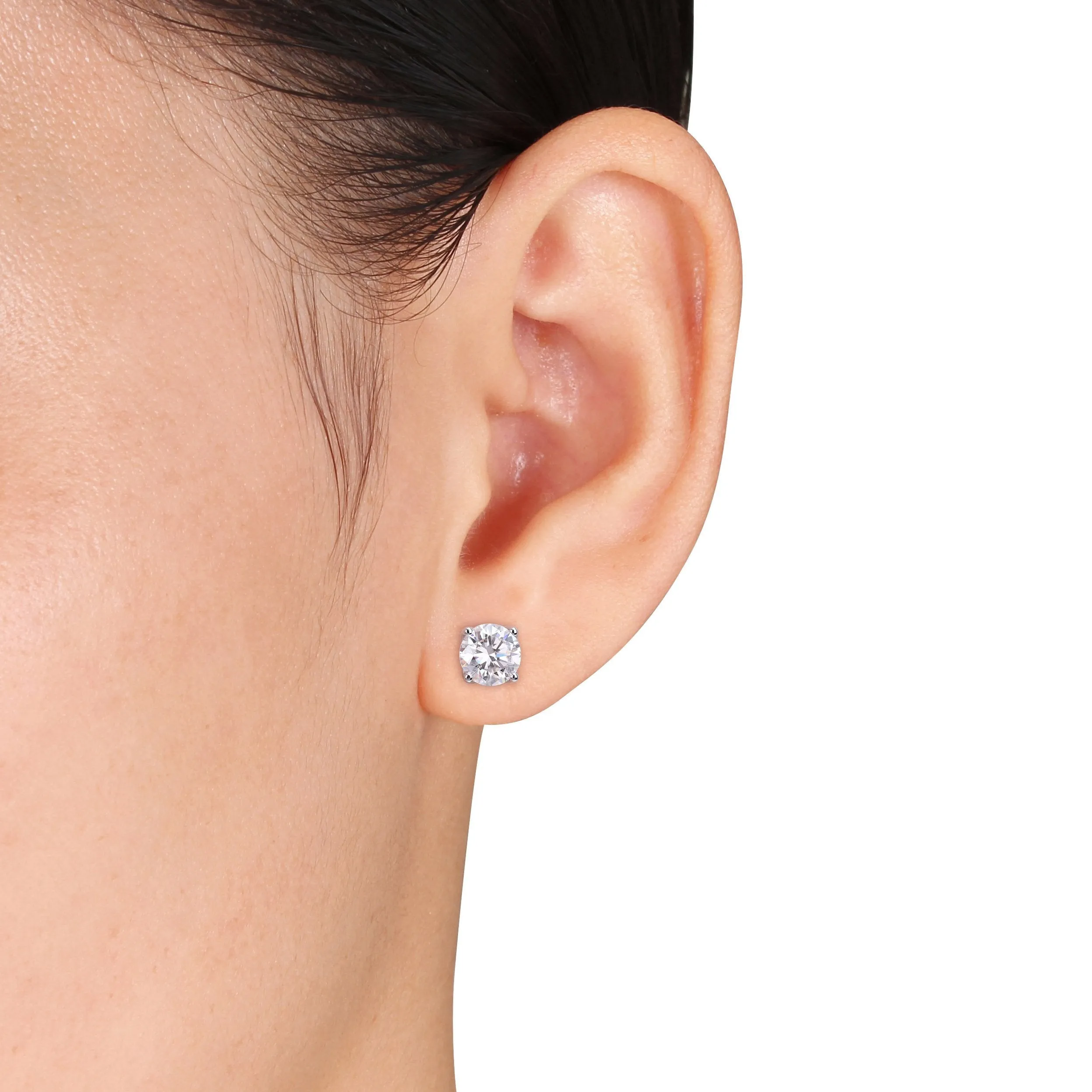 2 1/2 CT TW round Moissanite Stud 10K White Gold