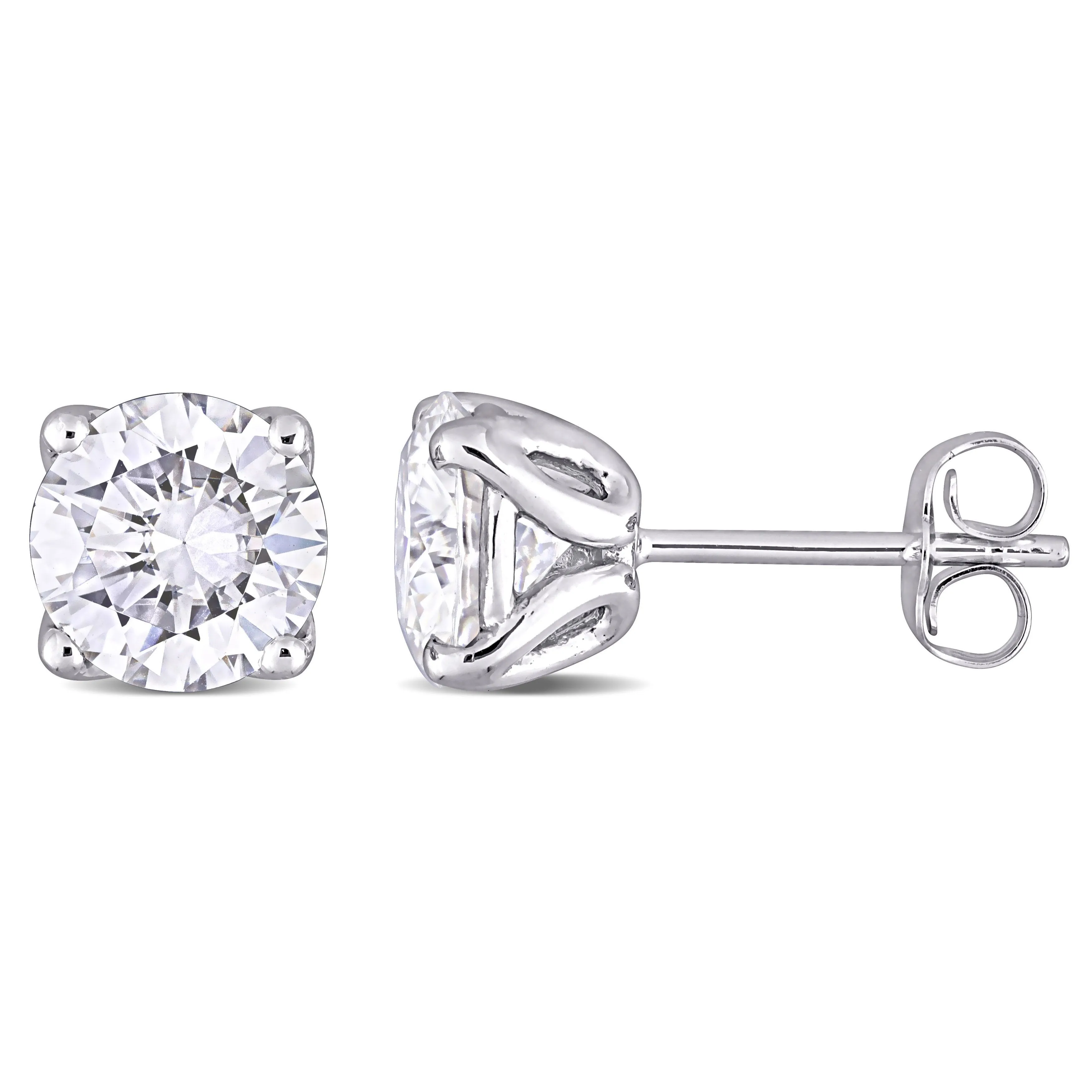 2 1/2 CT TW round Moissanite Stud 10K White Gold