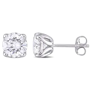 2 1/2 CT TW round Moissanite Stud 10K White Gold
