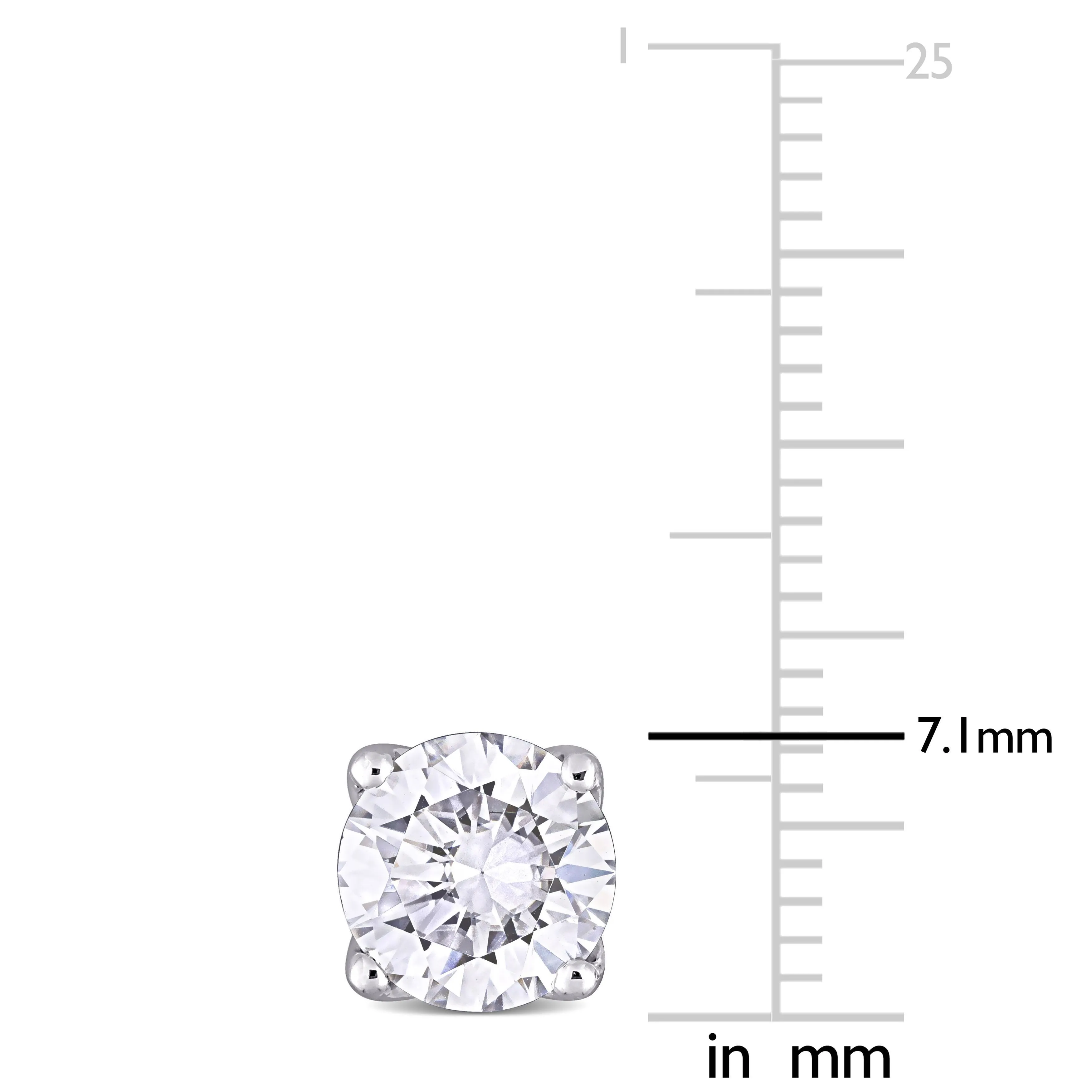 2 1/2 CT TW round Moissanite Stud 10K White Gold