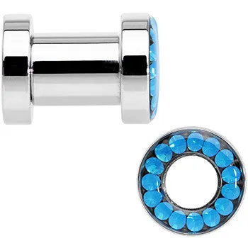 2 Gauge Blue Faux Opal Screw Fit Tunnel Plug Set