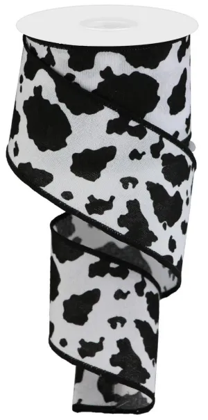 2.5" Fuzzy Cow Print: Black, White (10 Yards) RGB137702