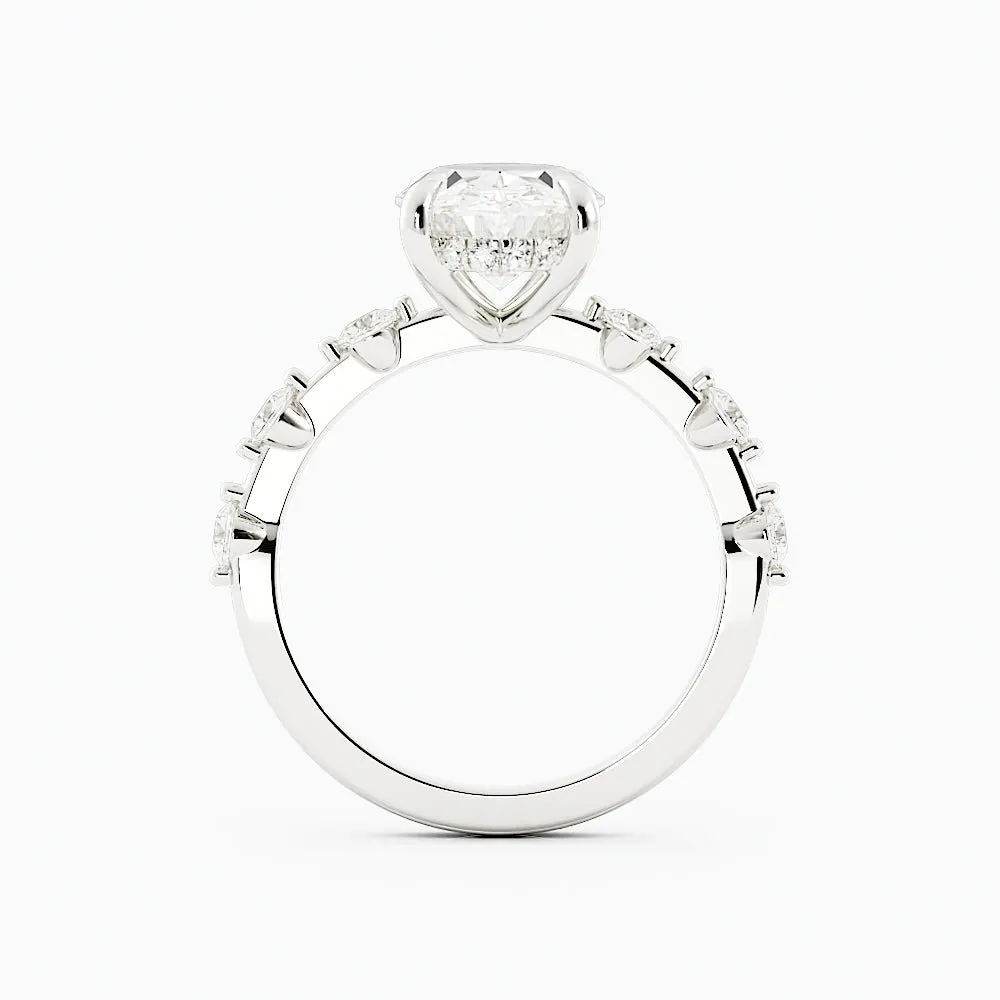 2.6 Carat Oval Cut Diamond Engagement Ring 14k White Gold