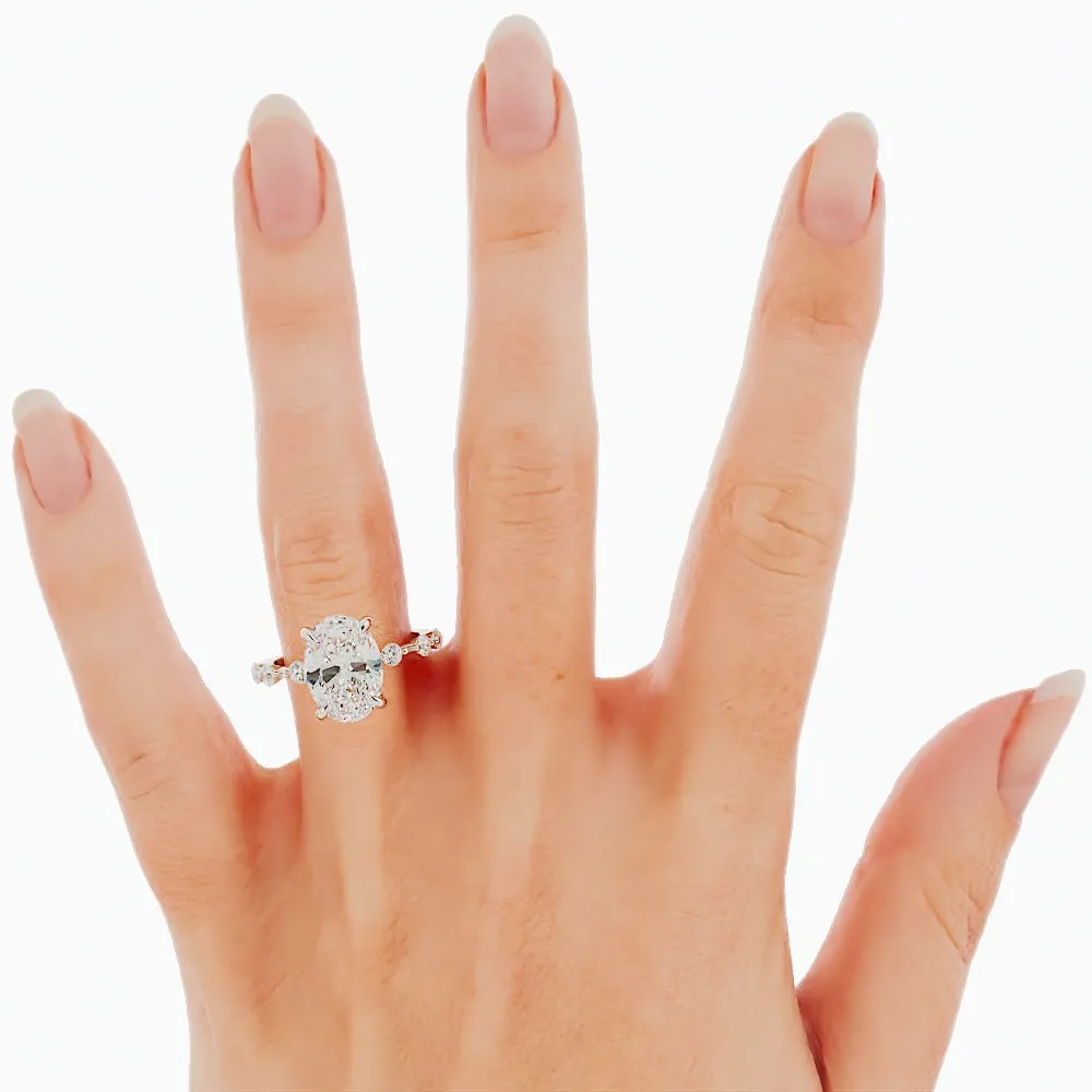 2.6 Carat Oval Cut Diamond Engagement Ring 14k White Gold