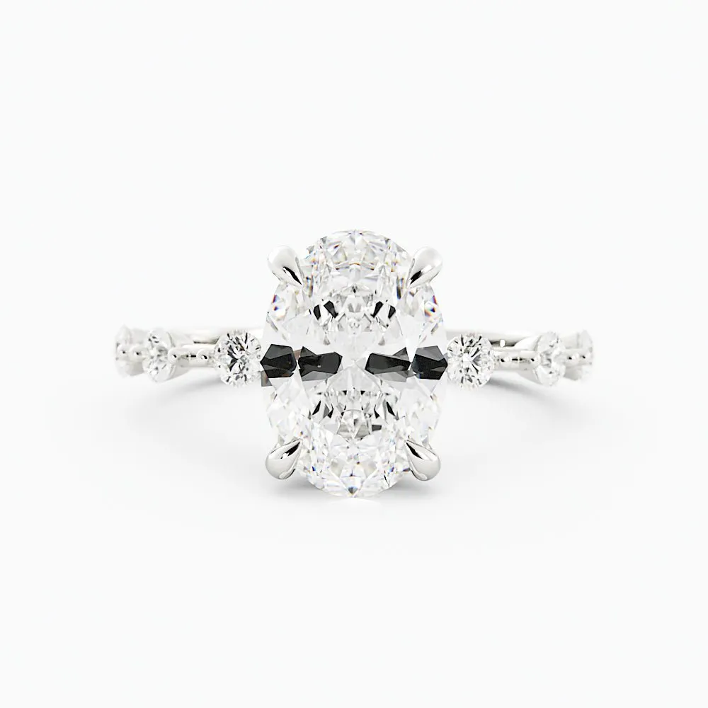 2.6 Carat Oval Cut Diamond Engagement Ring 14k White Gold