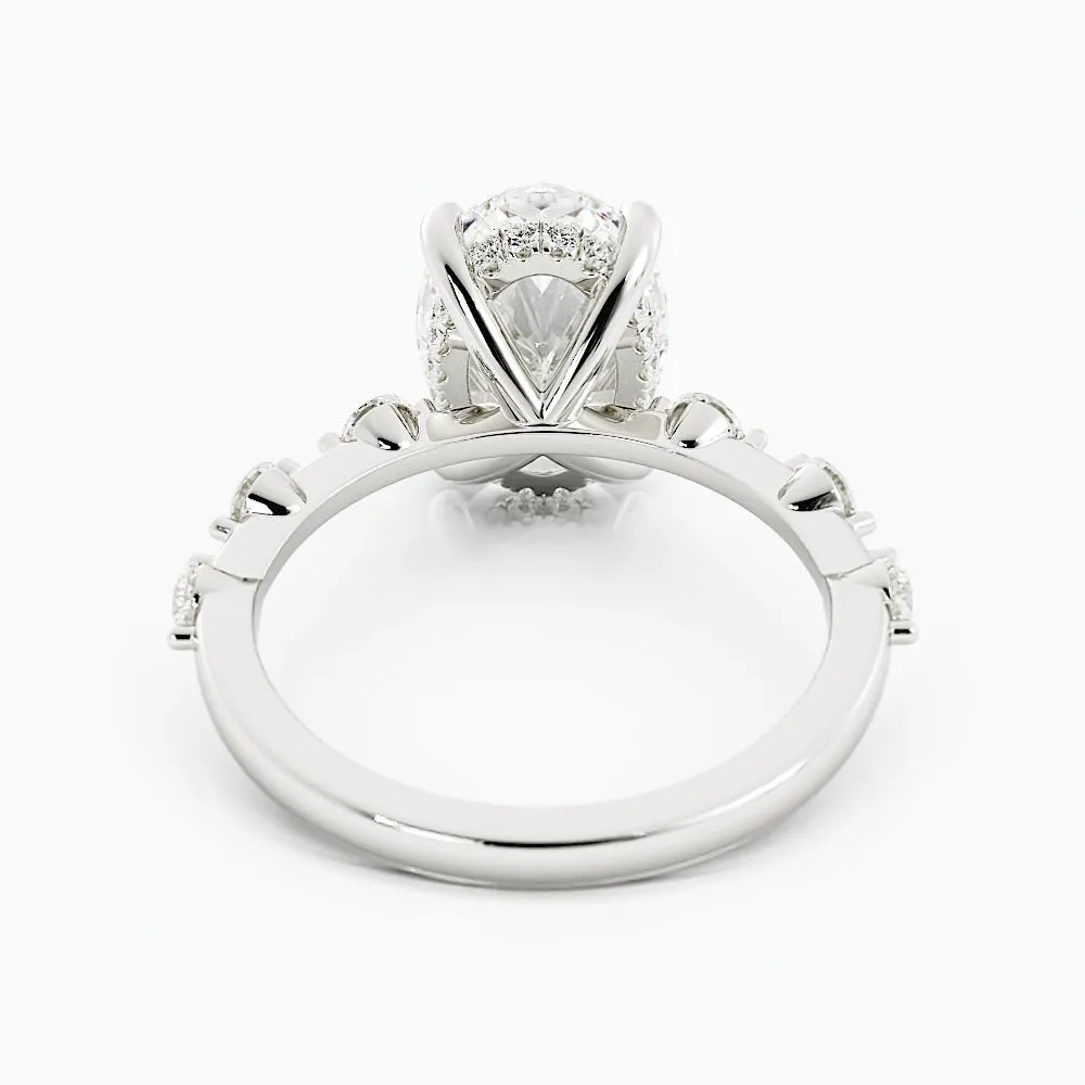 2.6 Carat Oval Cut Diamond Engagement Ring 14k White Gold