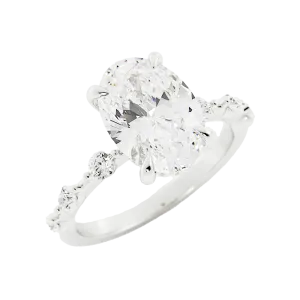 2.6 Carat Oval Cut Diamond Engagement Ring 14k White Gold