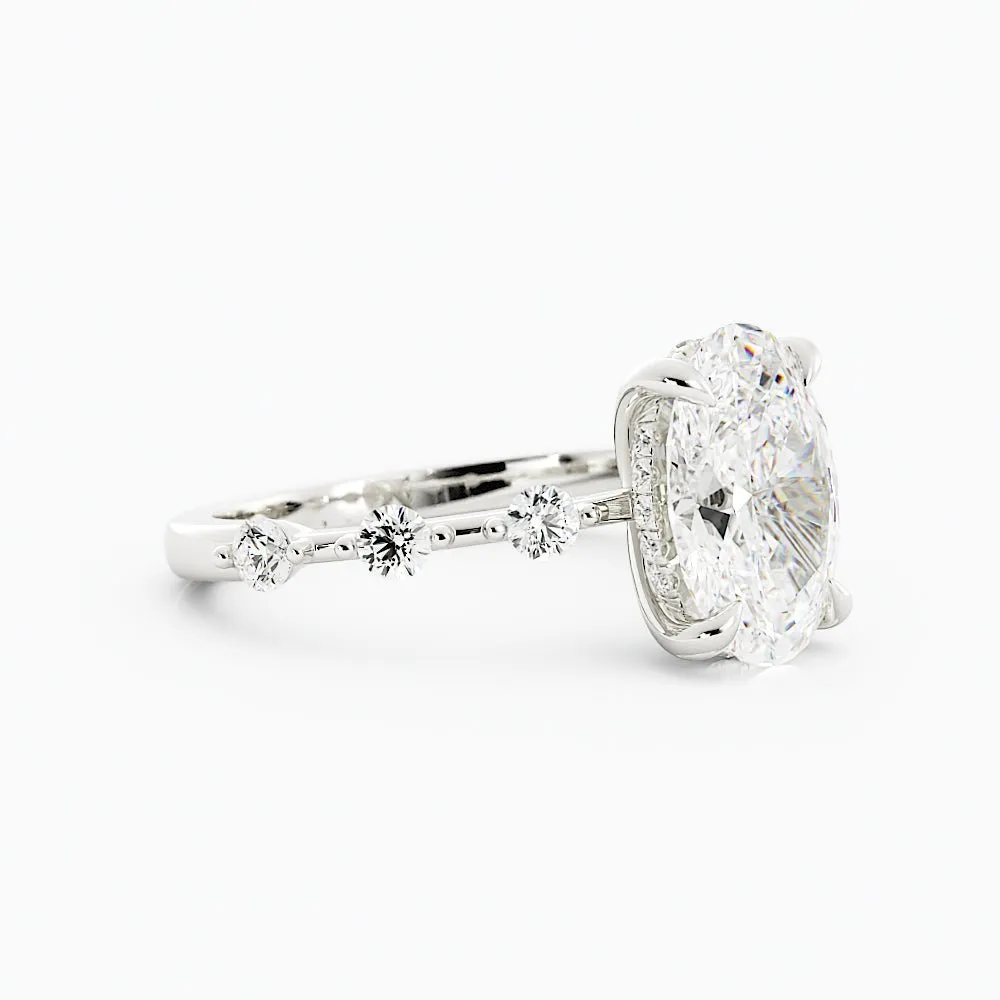 2.6 Carat Oval Cut Diamond Engagement Ring 14k White Gold