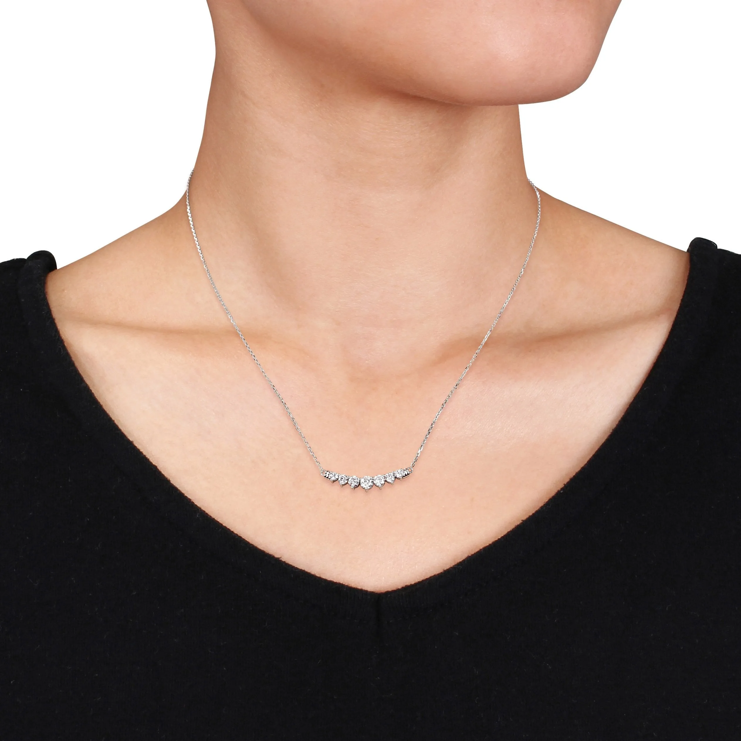 3/4 CT Diamond TW Necklace With Chain 14k White Gold GH I1;I2 Length (inches): 17   1.5 Ext.
