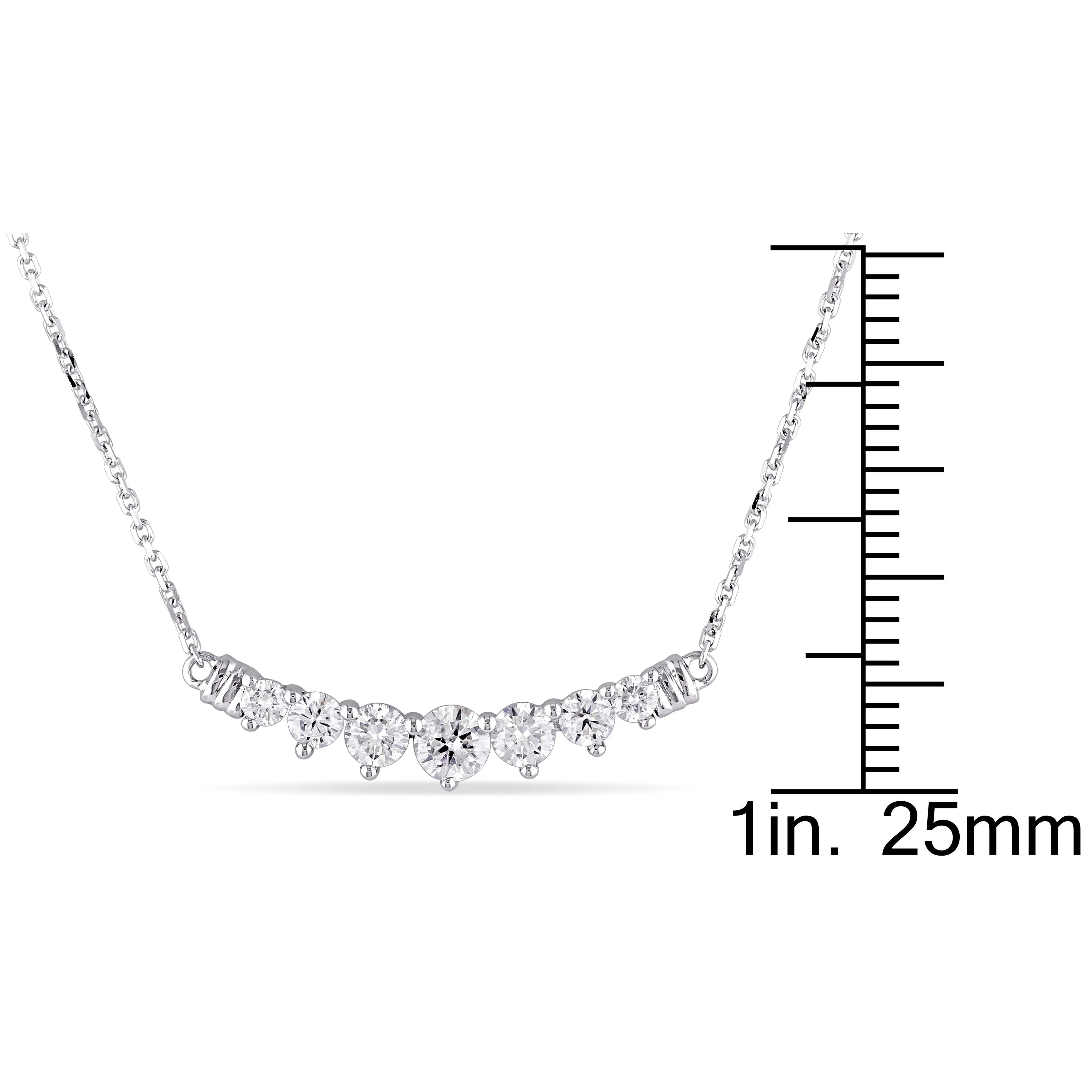3/4 CT Diamond TW Necklace With Chain 14k White Gold GH I1;I2 Length (inches): 17   1.5 Ext.