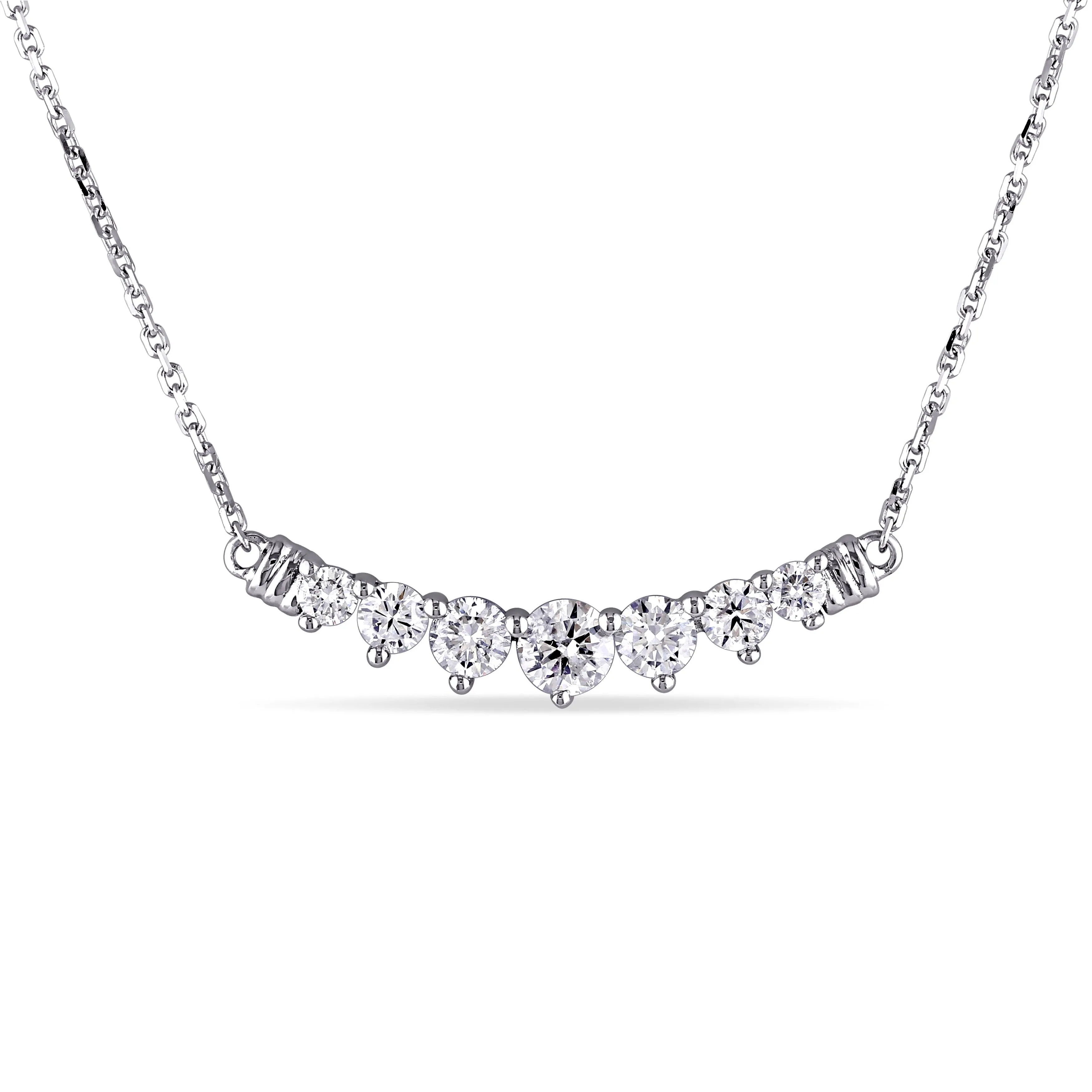 3/4 CT Diamond TW Necklace With Chain 14k White Gold GH I1;I2 Length (inches): 17   1.5 Ext.