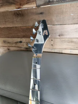 34" Scale Polished Aluminum Andromeda Inline Bass Neck -BLACK TUNERS