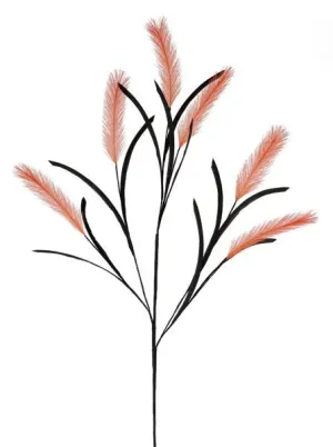 37"L Fabric Plume/Paper Grass Spray : Orange, Black - HH130720