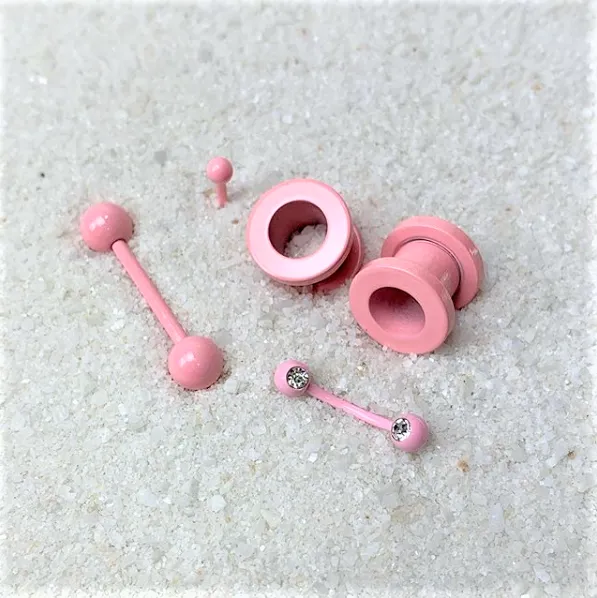 3/8 Clear Gem Pink Acrylic Over Steel Curved Eyebrow Piercing
