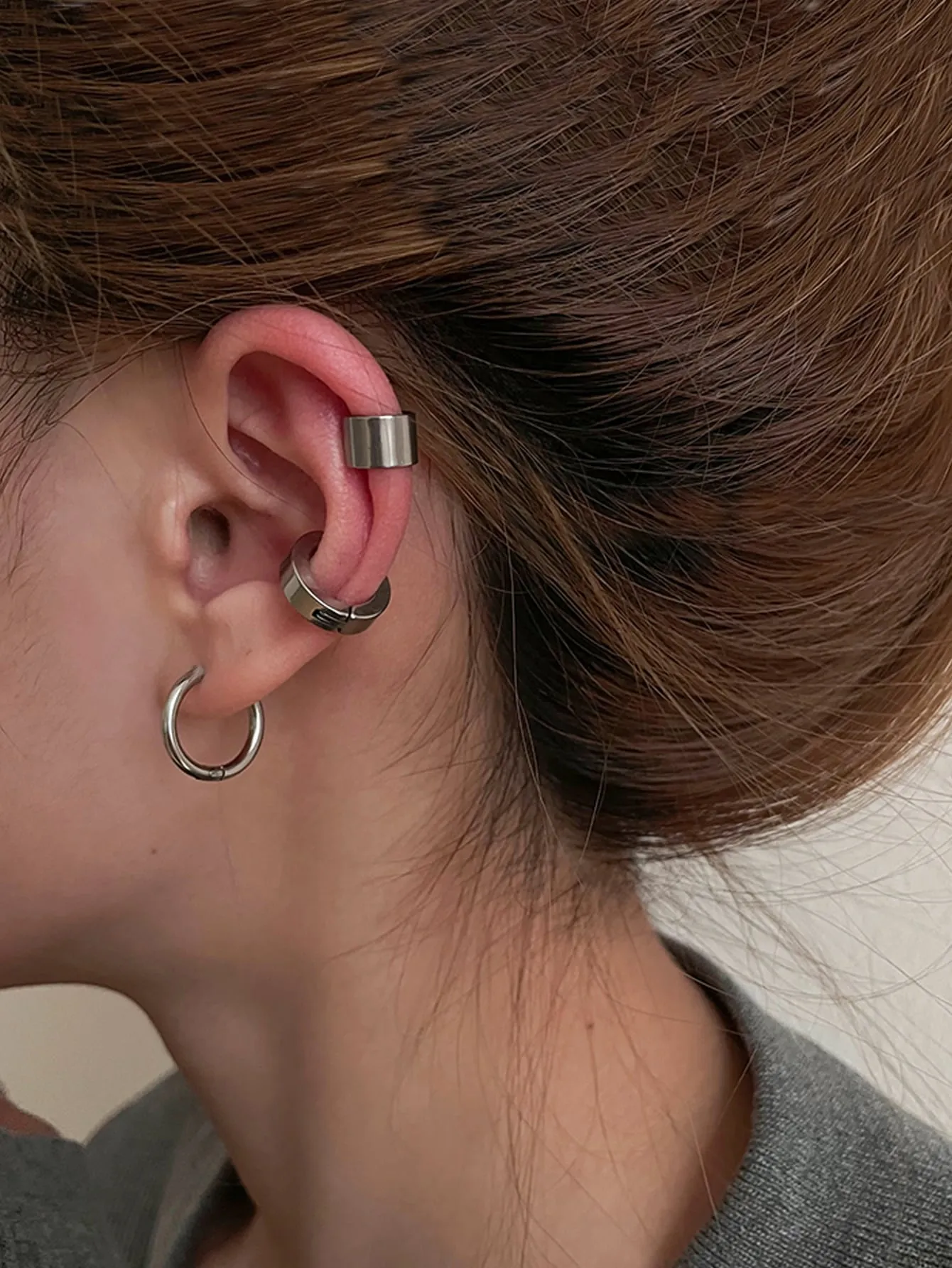 3pcs Simple Ear Cuff - Silver- FD ⚡