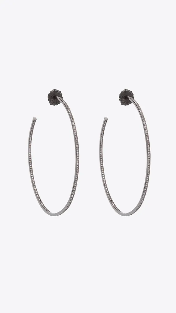 3" Hoops Set in Oxidized Sterling Silver