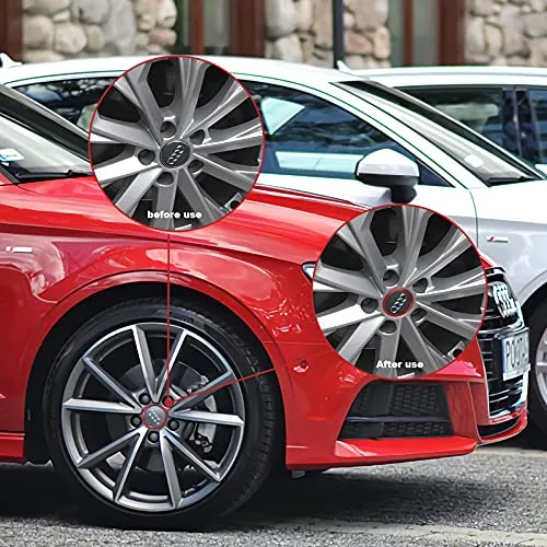 4PCS Car Wheel Center Caps Hub Rings for Audi Car Accessories Trims, Compatible for Audi Q5/Q3/Q7/Q2L/Q5L/A3/A4L/A6L Wheel Hub Accessories, Aluminum Alloy Wheel Caps Decoration Rings Full Set (Red)