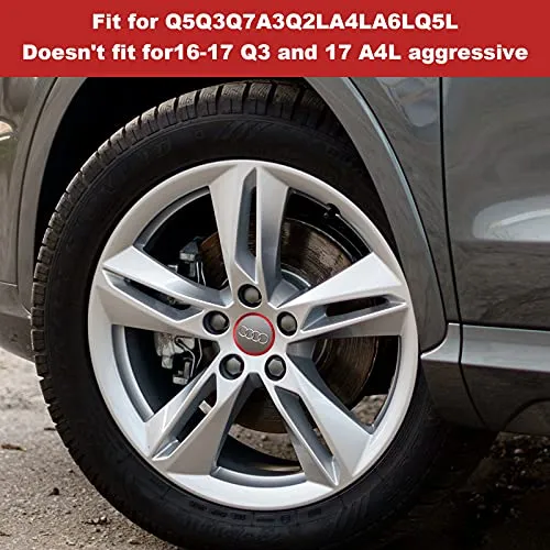 4PCS Car Wheel Center Caps Hub Rings for Audi Car Accessories Trims, Compatible for Audi Q5/Q3/Q7/Q2L/Q5L/A3/A4L/A6L Wheel Hub Accessories, Aluminum Alloy Wheel Caps Decoration Rings Full Set (Red)