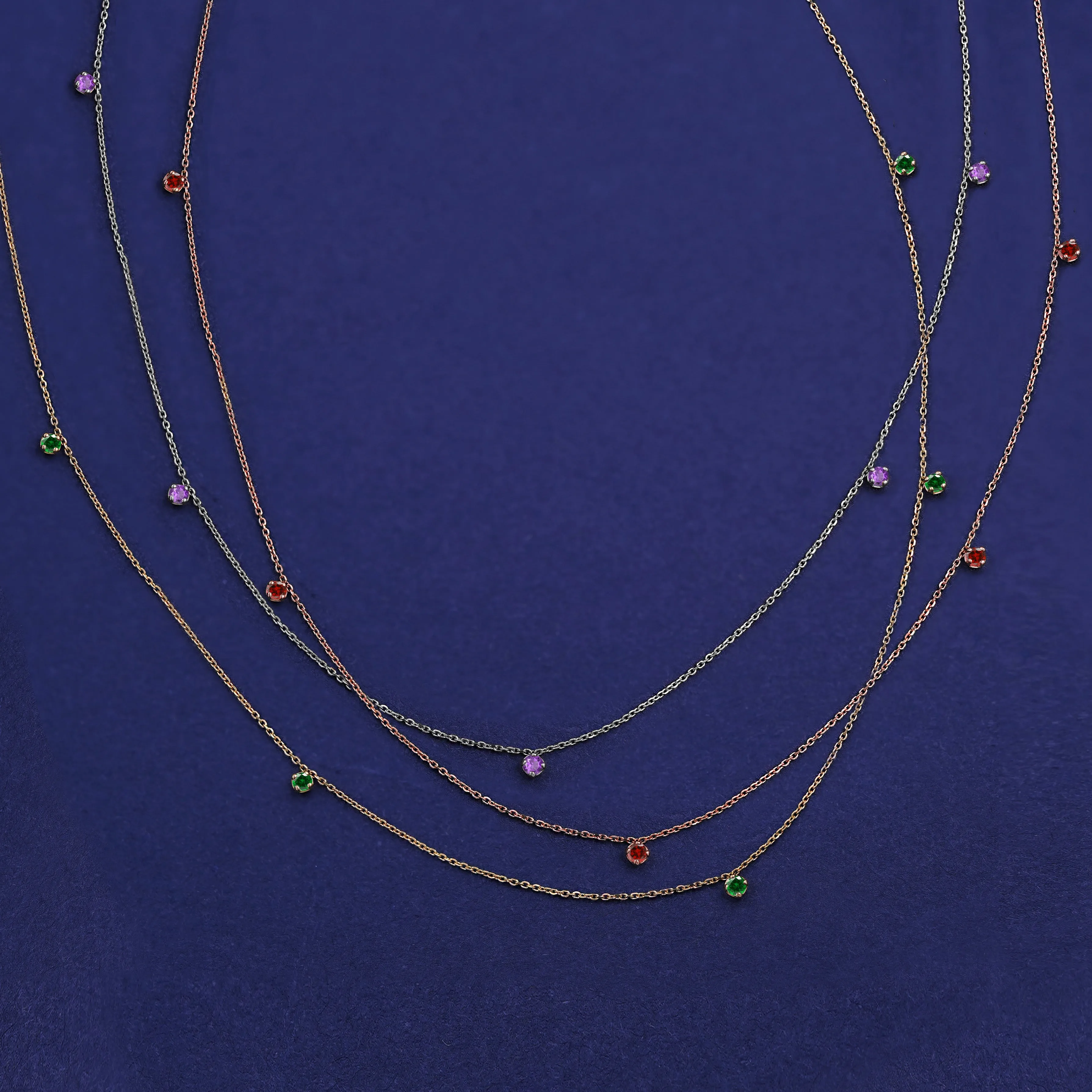 5 Gemstone Cable Necklace