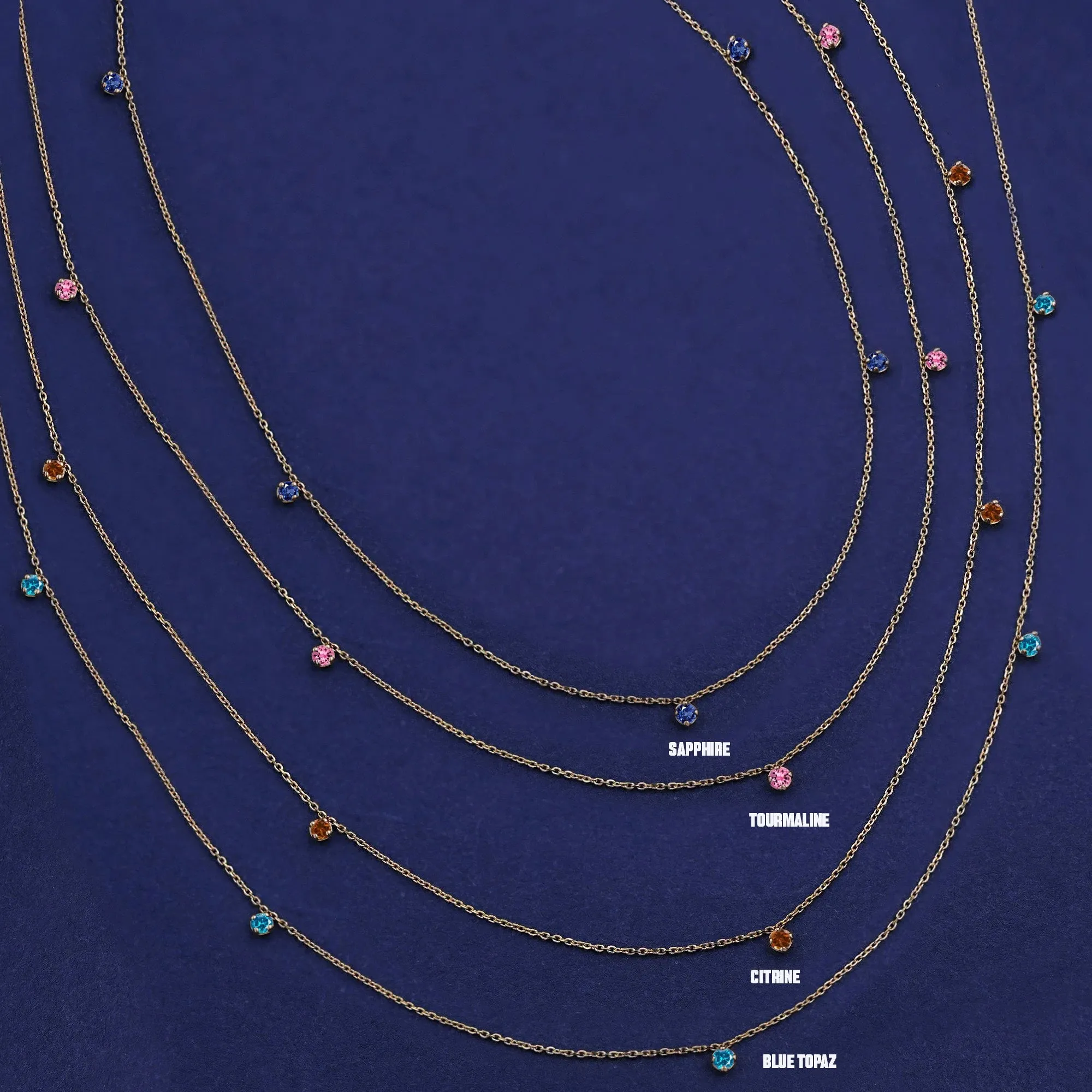 5 Gemstone Cable Necklace