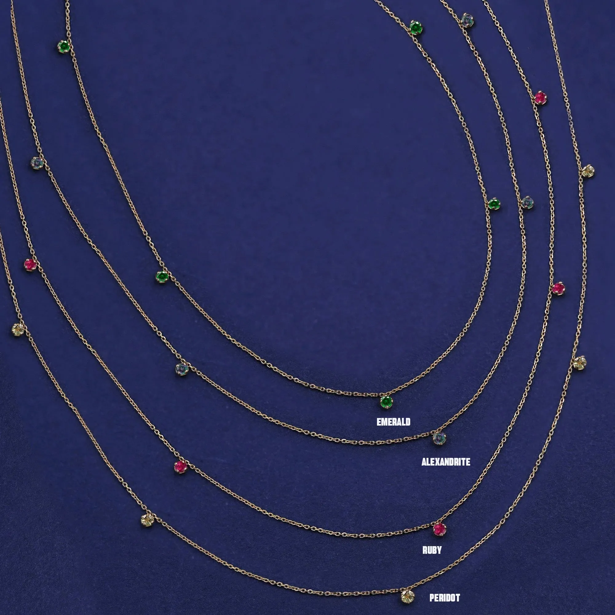 5 Gemstone Cable Necklace