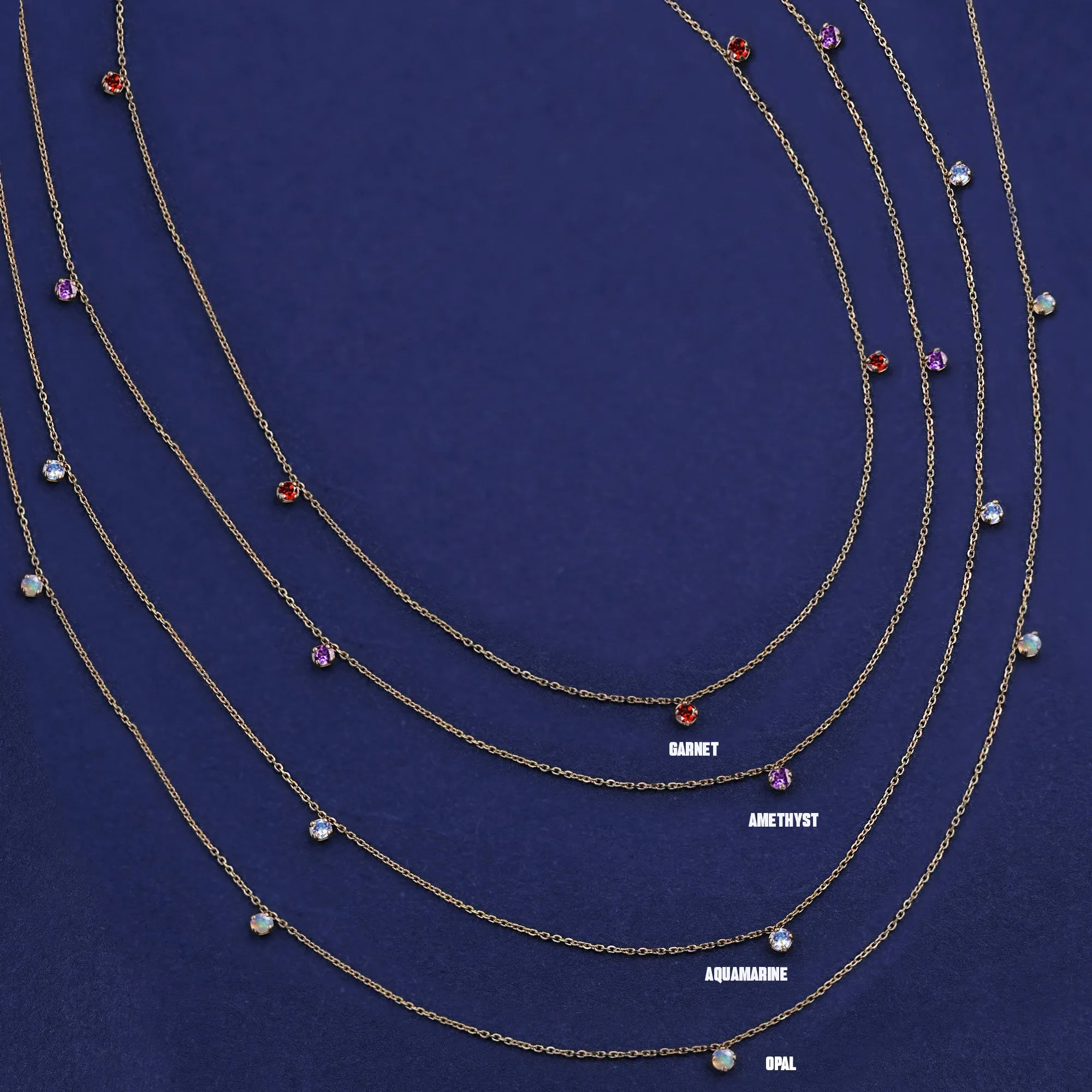 5 Gemstone Cable Necklace
