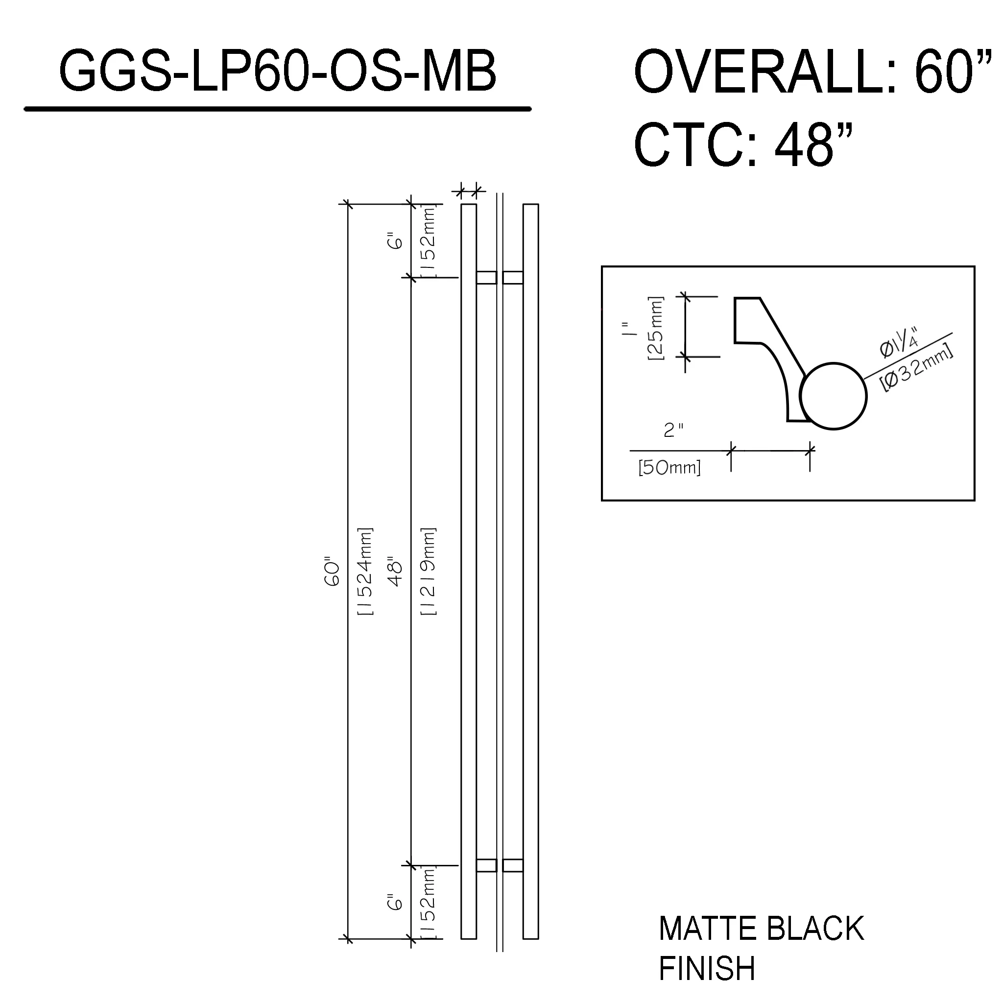 60" (48" CTC) Commercial LP - Offset (BS, PS, MBL)