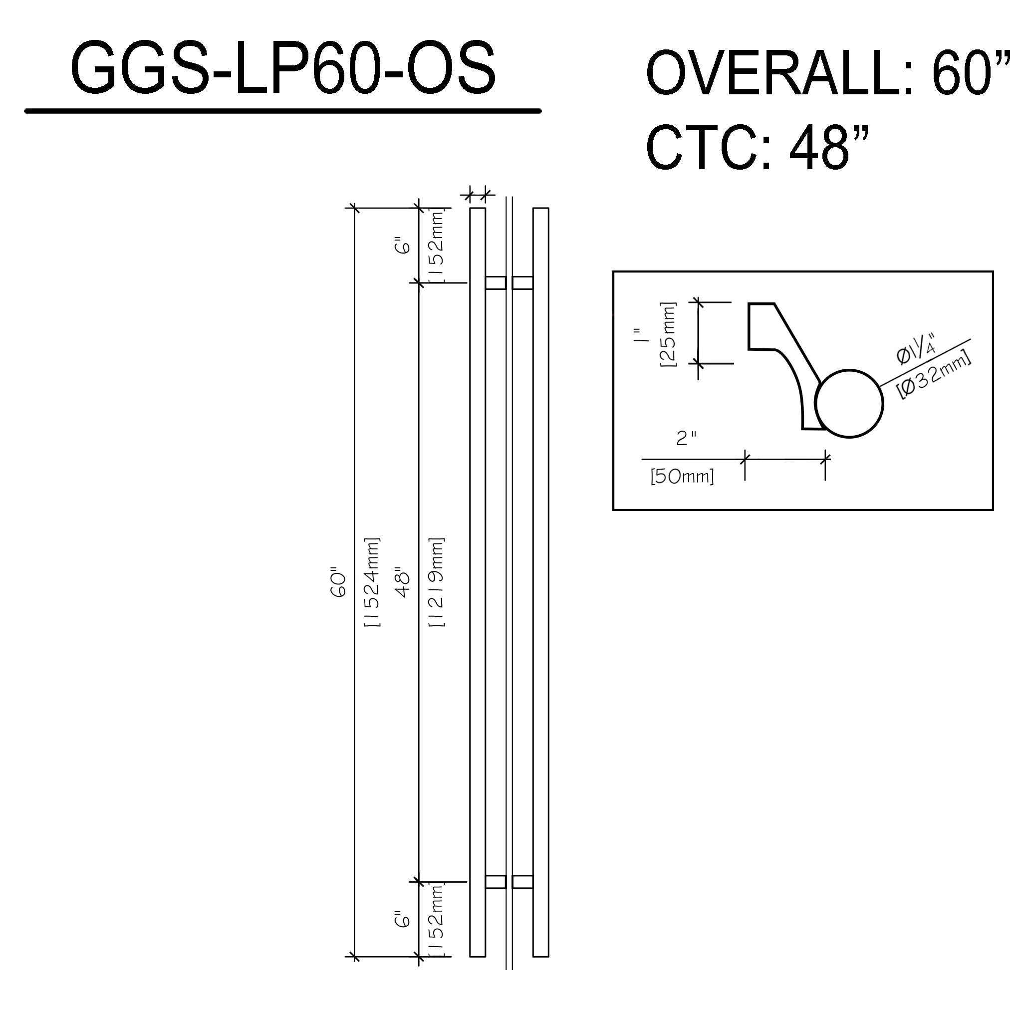 60" (48" CTC) Commercial LP - Offset (BS, PS, MBL)