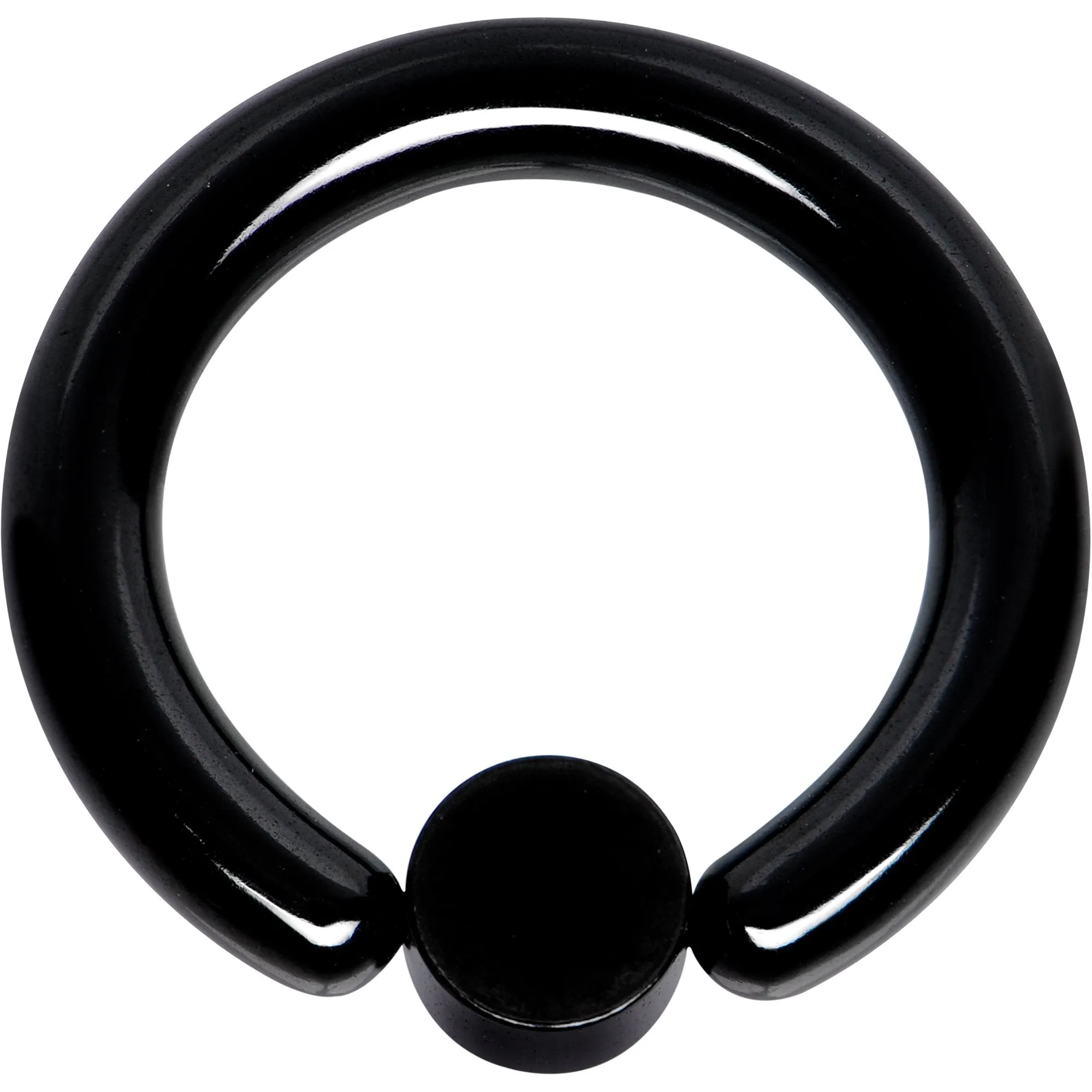 8 Gauge 1/2 White Faux Opal 5mm Disc Black IP BCR Captive Ring