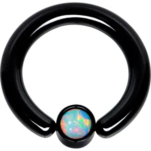 8 Gauge 1/2 White Faux Opal 5mm Disc Black IP BCR Captive Ring