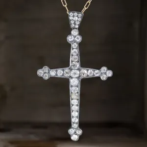 8.05ctw Antique Victorian Diamond Cross Pendant