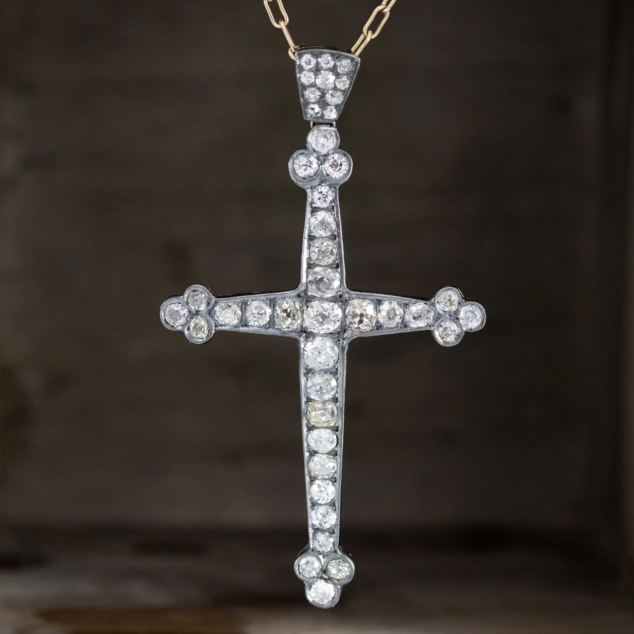 8.05ctw Antique Victorian Diamond Cross Pendant