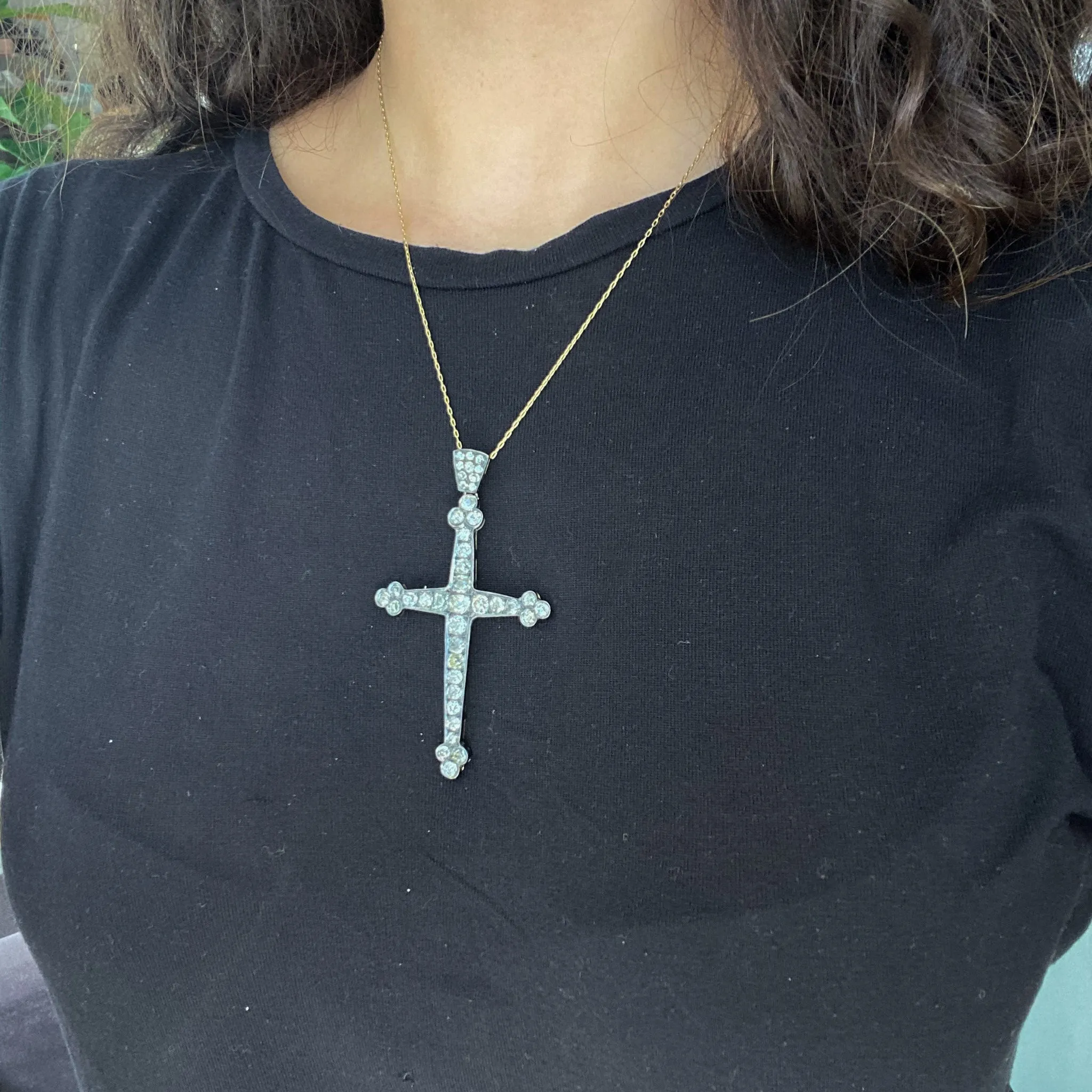 8.05ctw Antique Victorian Diamond Cross Pendant