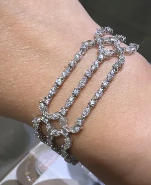 9.80carats Three Row Fancy Marquise & Round-cut Statement Diamond Tennis Bracelet
