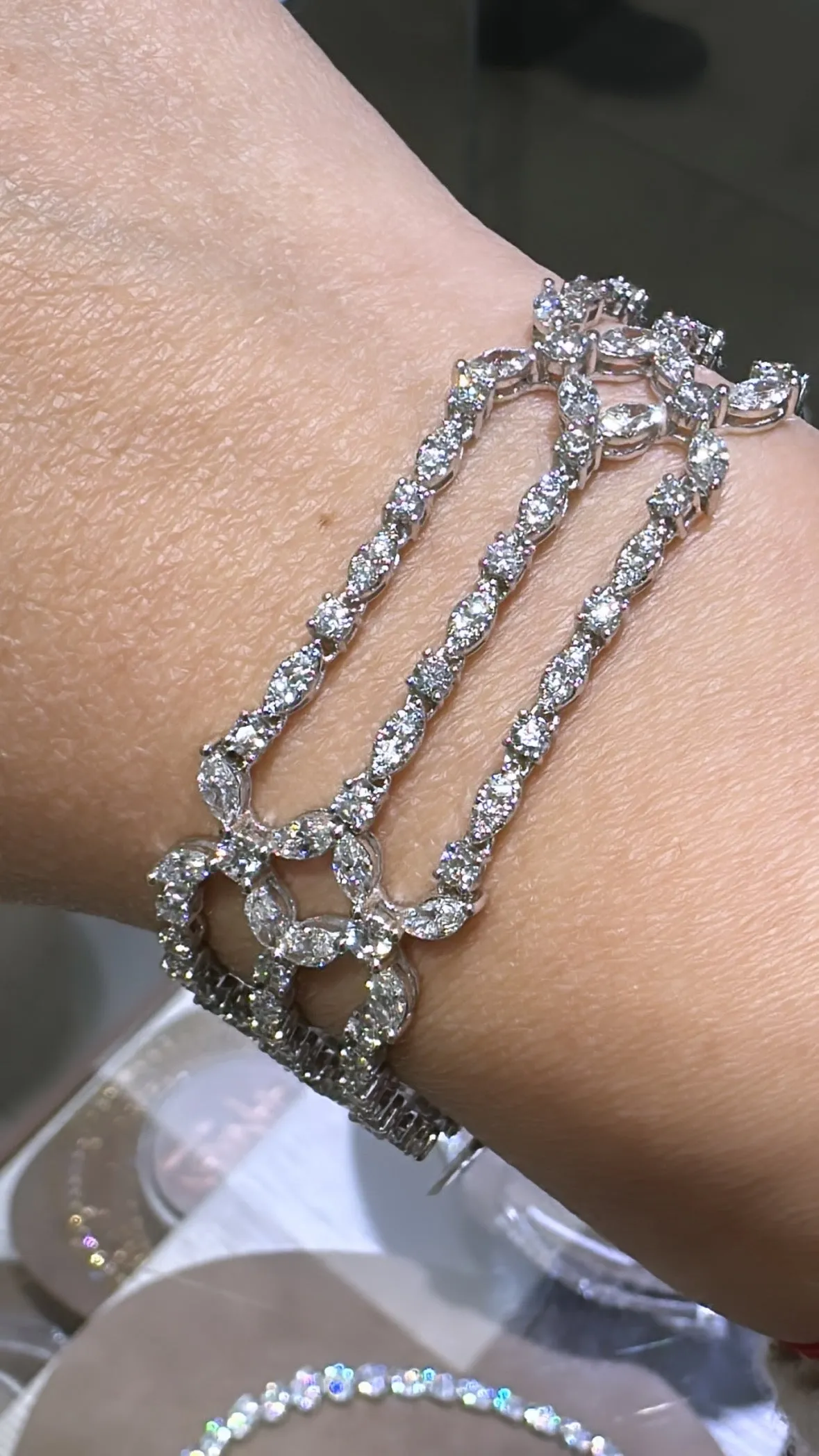 9.80carats Three Row Fancy Marquise & Round-cut Statement Diamond Tennis Bracelet