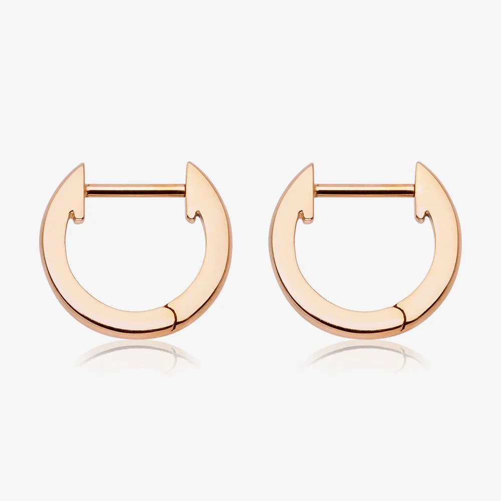 A Pair of Rose Gold Simple Huggie Hoop Steel Earring
